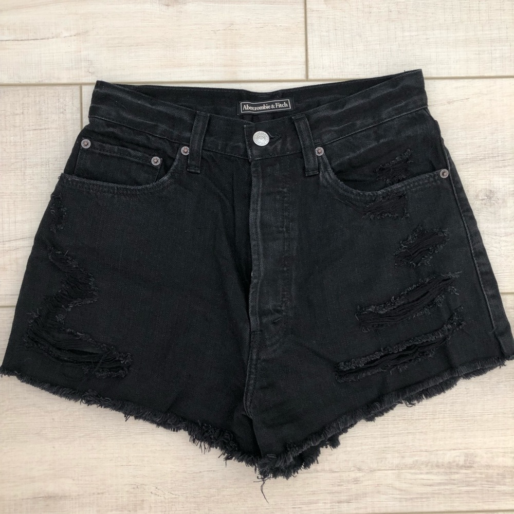 Abercrombie & Fitch Denim Jean Shorts sz 26 Black